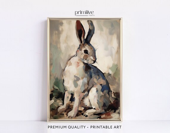Rabbit Print Vintage Rustic Farmhouse Art Print