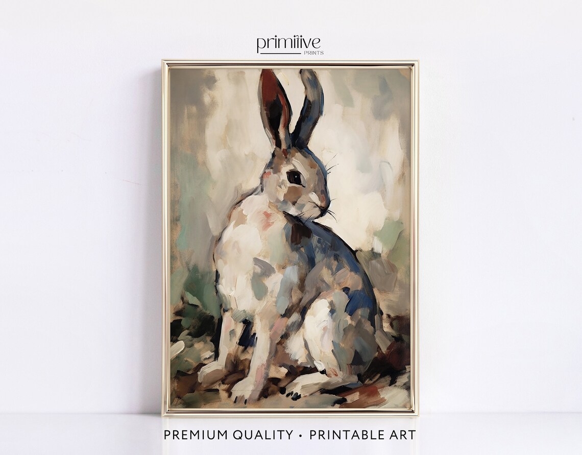 Rabbit Print Vintage Rustic Farmhouse Art Print