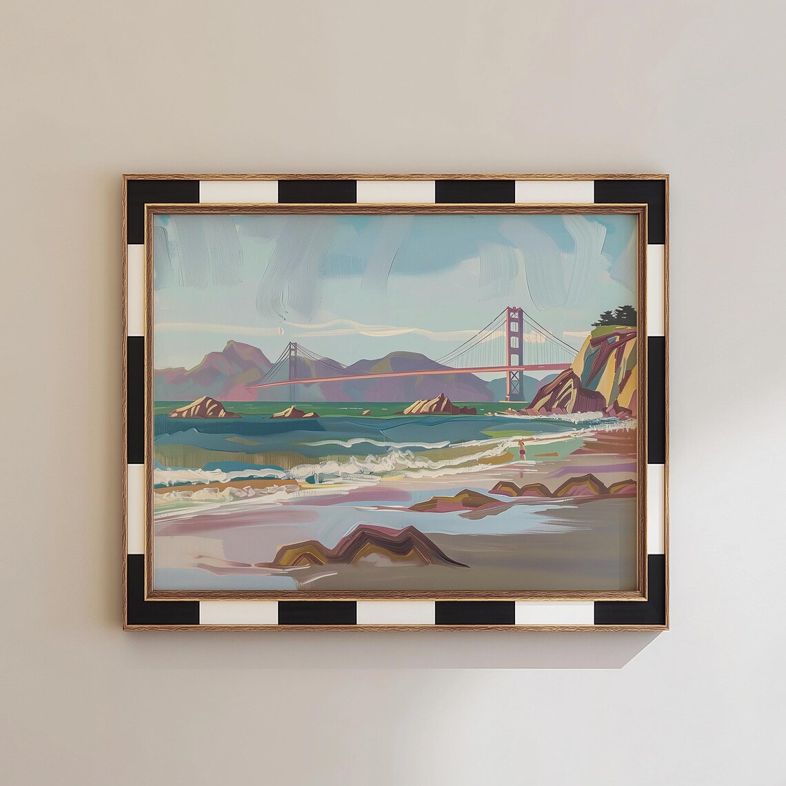 Baker Beach San Francisco Golden Gate Bridge Seaside Painting Art Poster