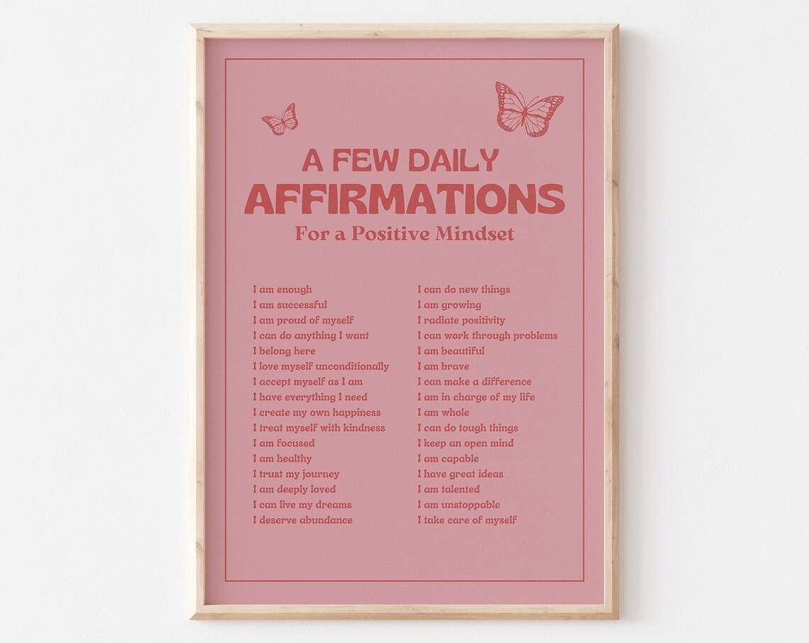 A Few Daily Affirmations For A Positive Mindset Retro Poster