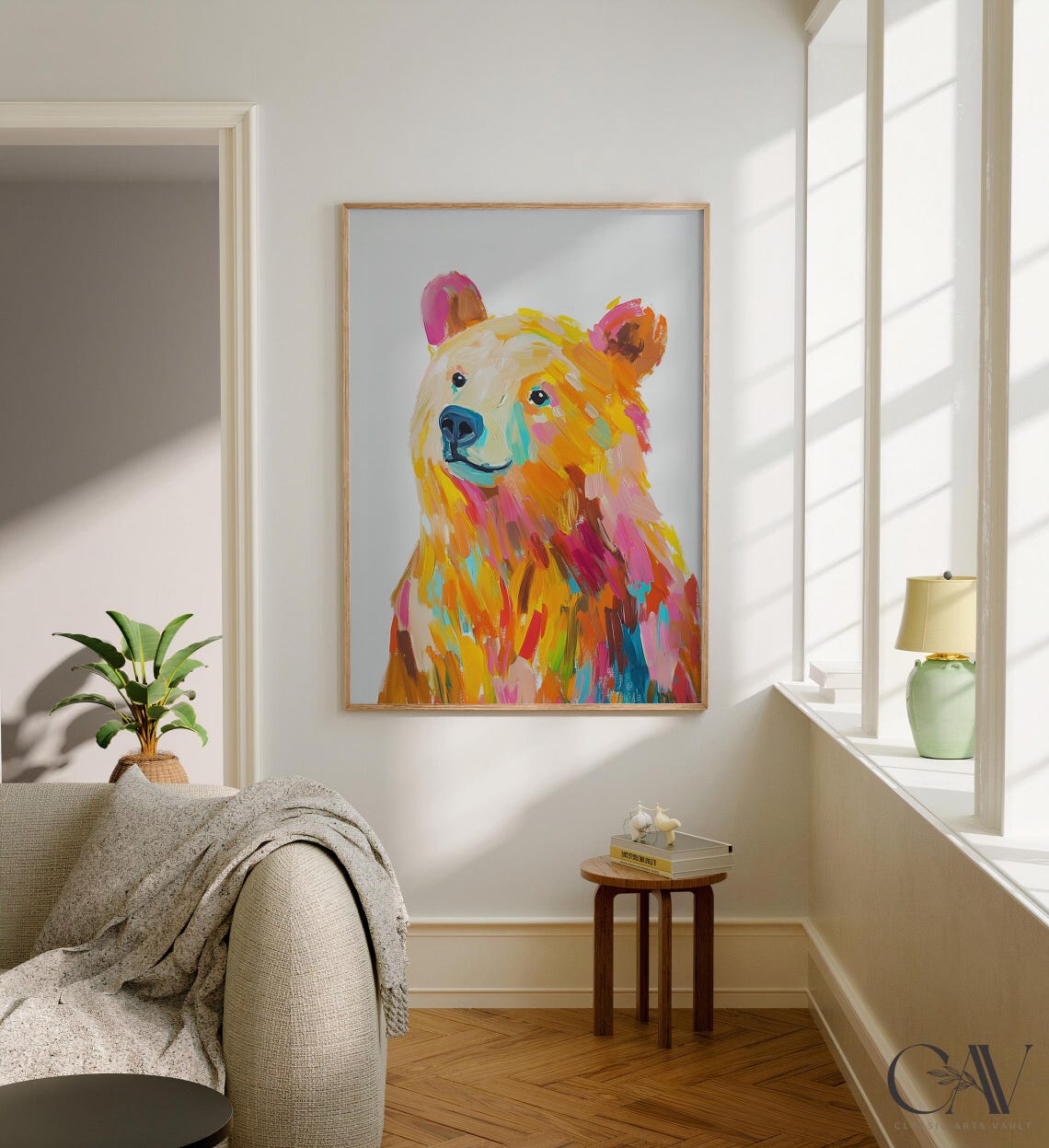 Colorful Bear Portrait Painting Bright Pop Art Animal Wall Art - Image 2