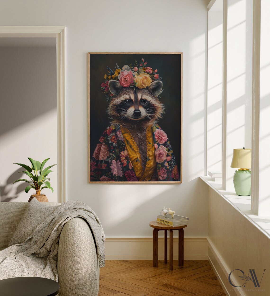 Raccoon Maximalist Eclectic Animal Portrait Art Print - Image 3