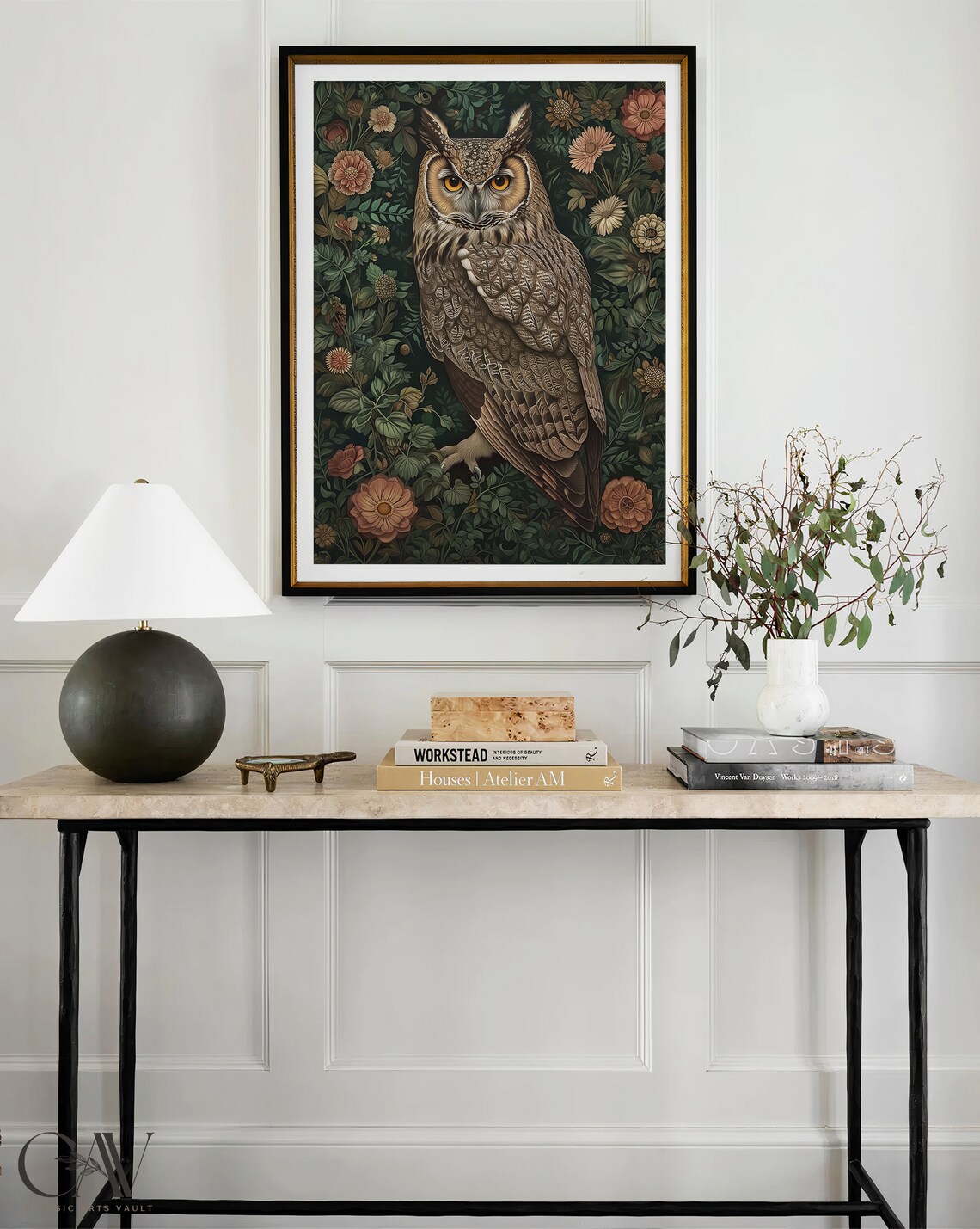 William Morris Inspired Owl Poster, Forest Bird Art - Image 3