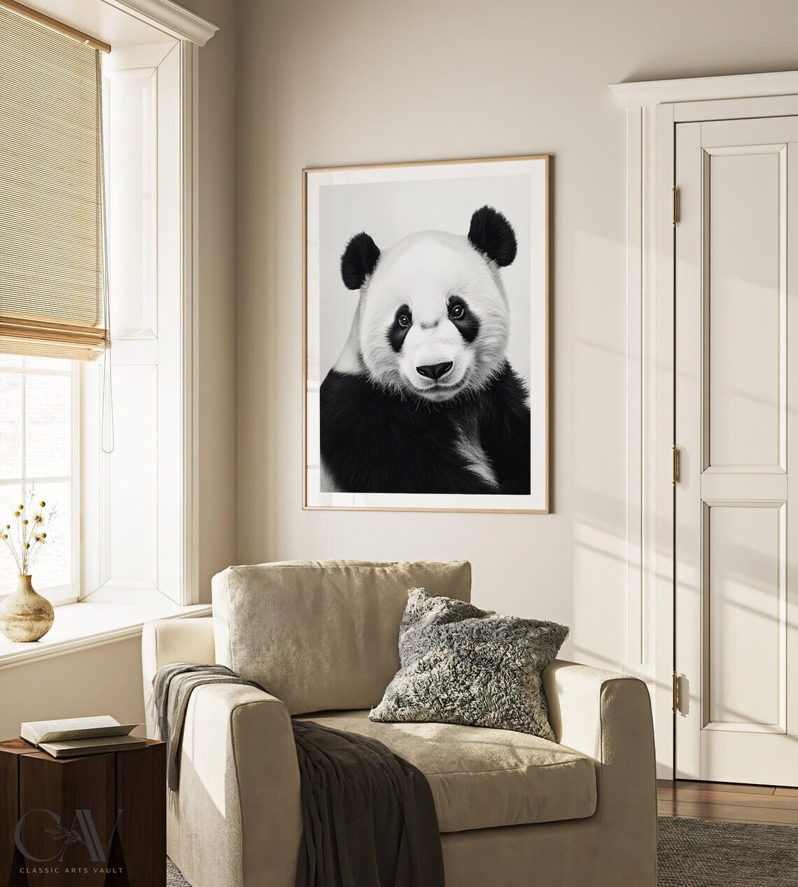 Giant Panda Close Up Black and White Portrait Photography Poster - Image 3