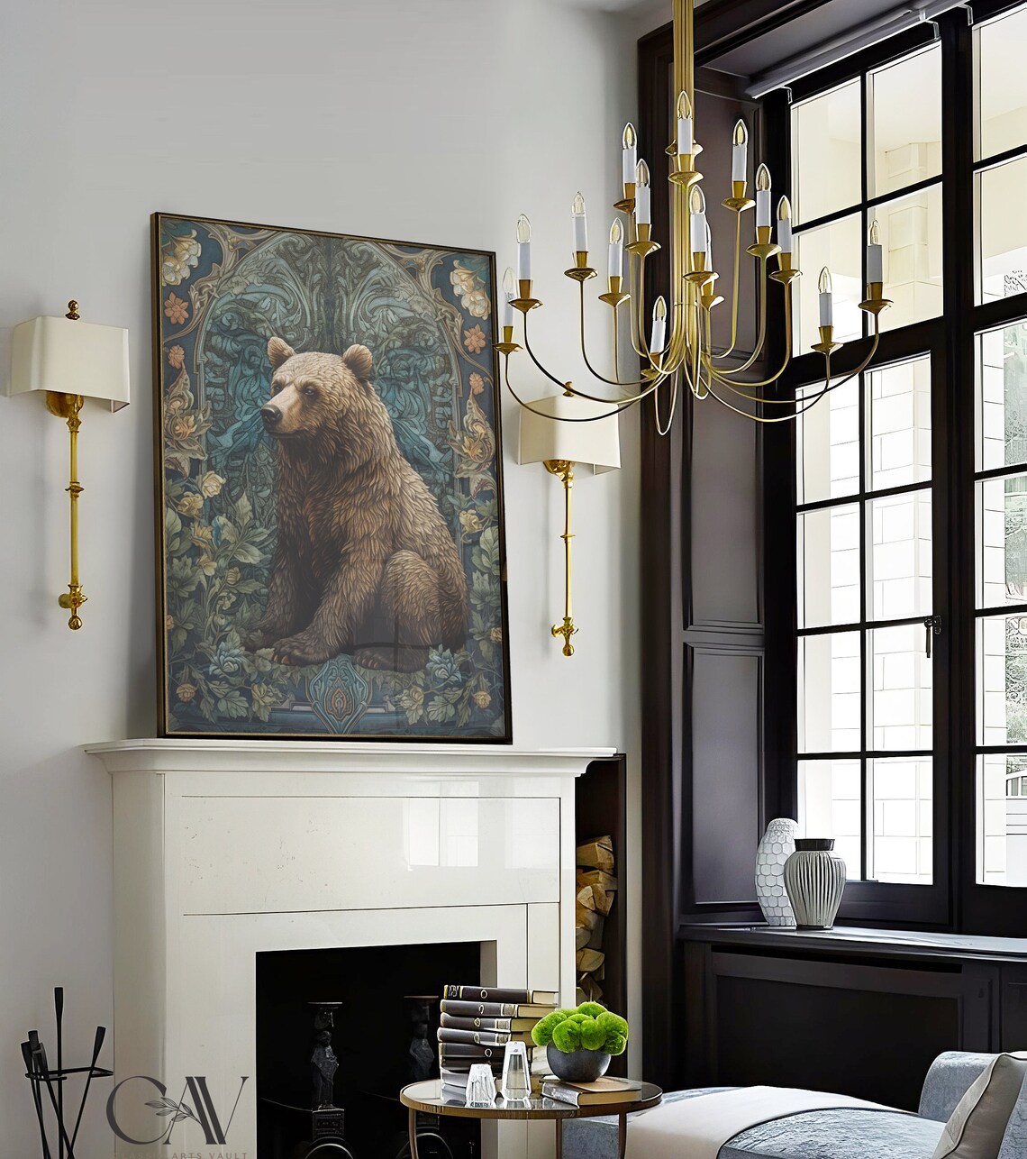 William Morris-Inspired Brown Bear Art Print - Image 3