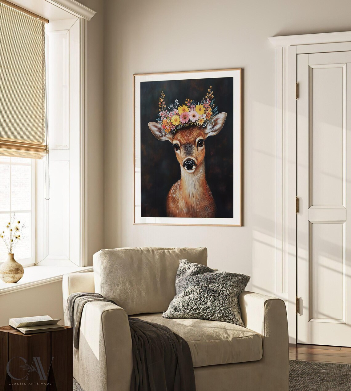 Deer Maximalist Eclectic Animal Portrait Art Print - Image 3