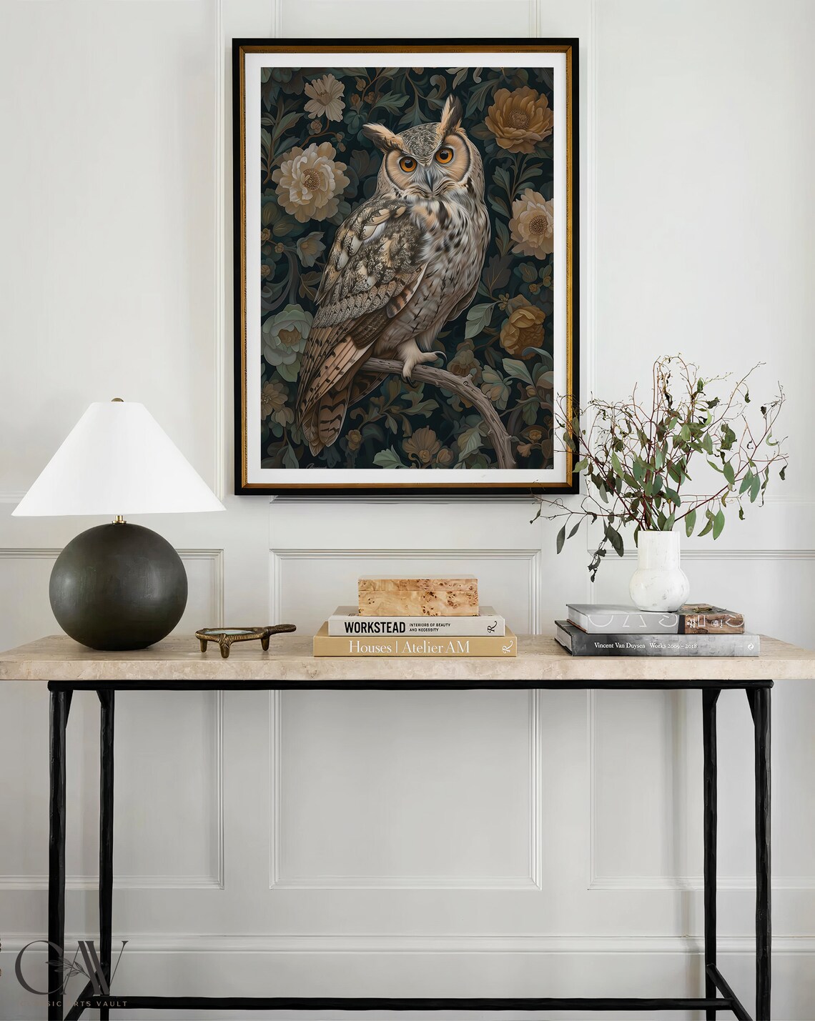 William Morris Inspired Owl Art Print, Forest Bird - Image 3