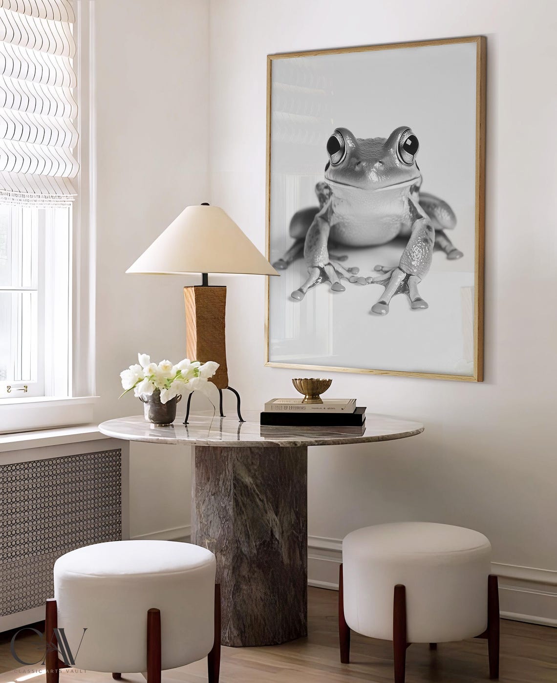 Funny Black and White Tree Frog Portrait Photography Wall Art - Image 4
