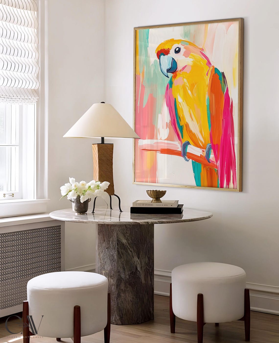 Parrot Colorful Brushstroke Portrait Vibrant Macaw Bird Wall Art - Image 4
