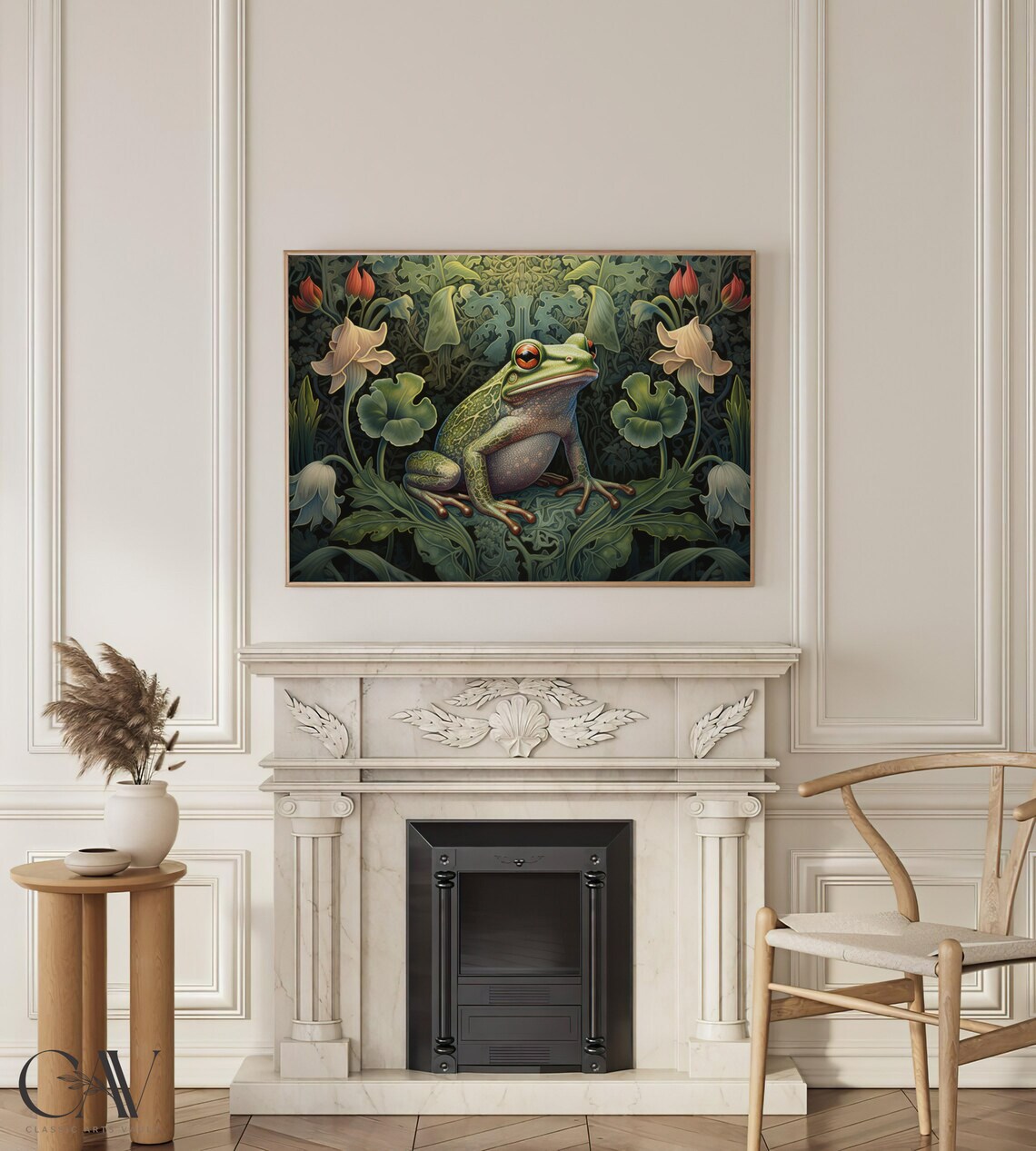 Green Frog In Blooming Garden William Morris Style Animal Poster - Image 3