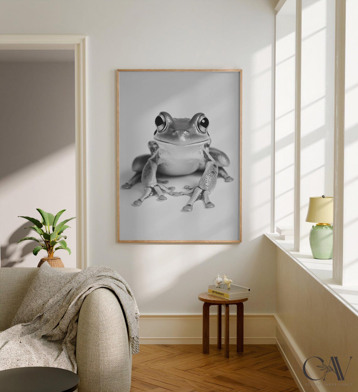 Funny Black and White Tree Frog Portrait Photography Wall Art - Image 2