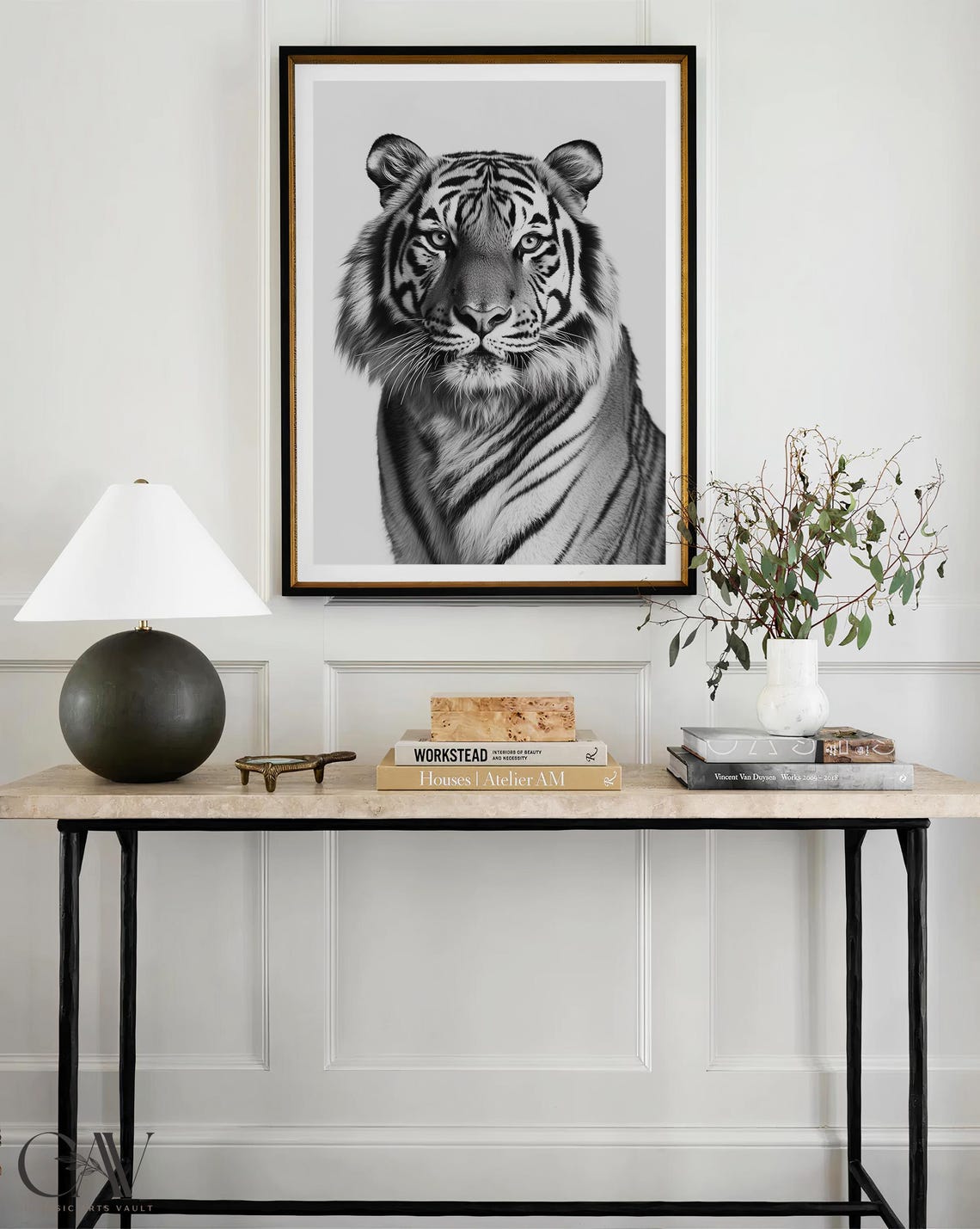 Tiger Black and White Photography Portrait Bold Big Cat Wall Art - Image 3