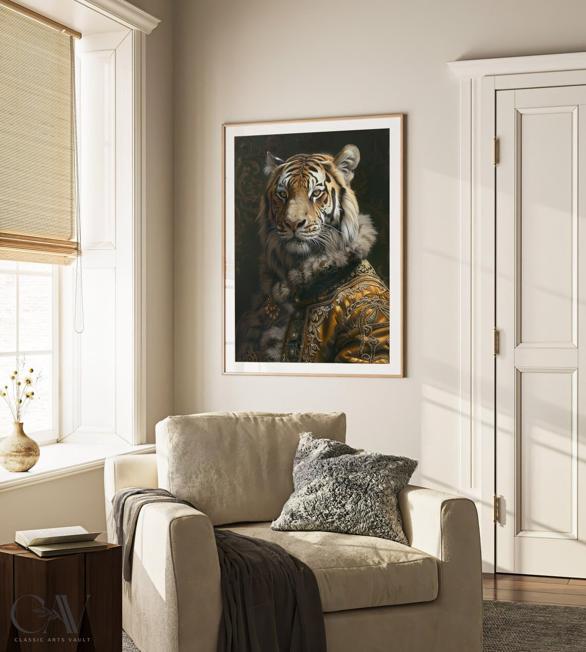 Majestic Tiger in Ornate Gold Brocade Coat Royal Portrait Poster - Image 4