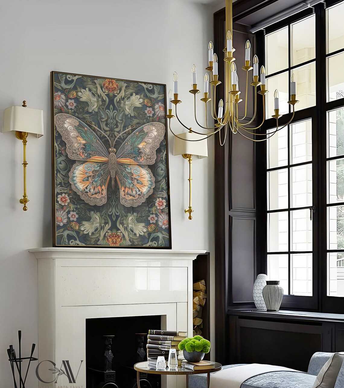 William Morris Inspired Butterfly Wall Art, Decor Print - Image 2