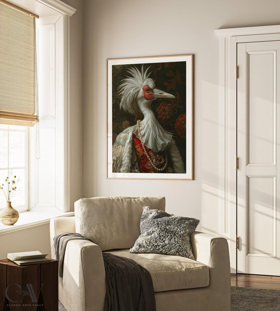 Royal Crane Bird Renaissance Portrait Regal Elegant Animal Wall Art - Image 3