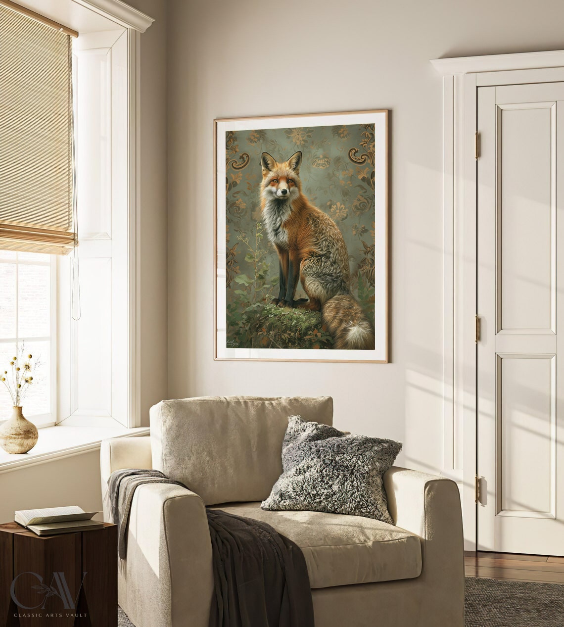 Red Fox Botanical Oil Painting Vintage Rustic Wildlife Poster - Image 3