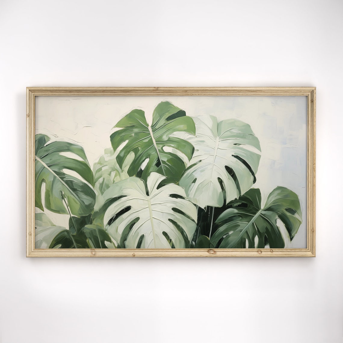 Monstera Deliciosa Leaves Green Tropical Modern Botanical Wall Art