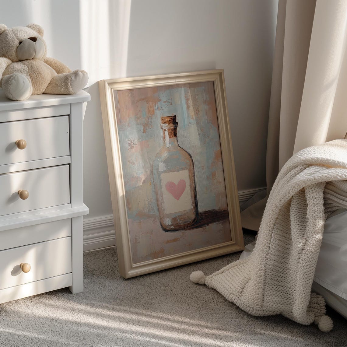 Pink Heart Love Potion Bottle Still Life Impressionist Wall Art - Image 4