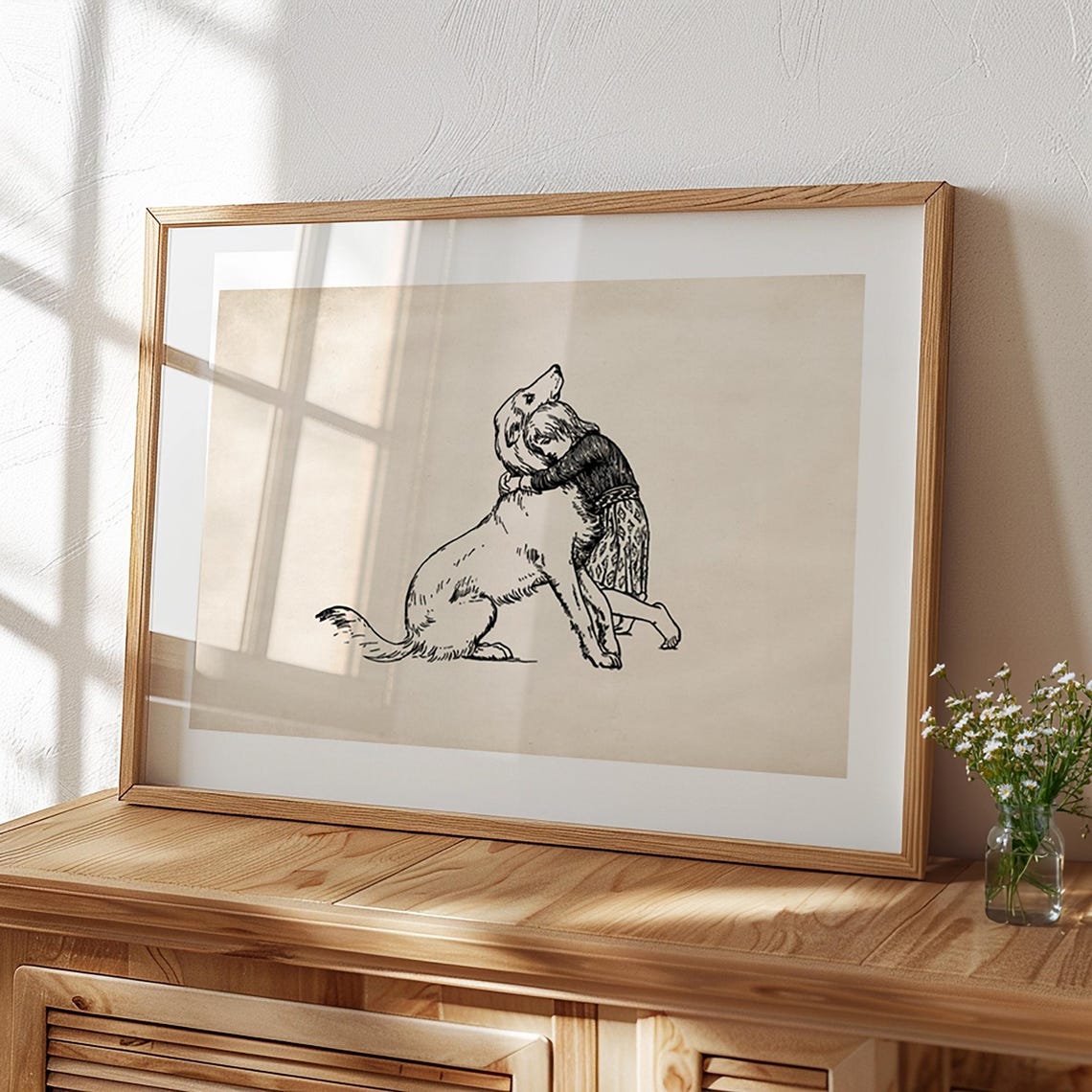 Vintage Nursery Art Print Girl And A Dog Print Farmhouse Wall Decor Neutral Kids Room Country Art T9212 - Image 4
