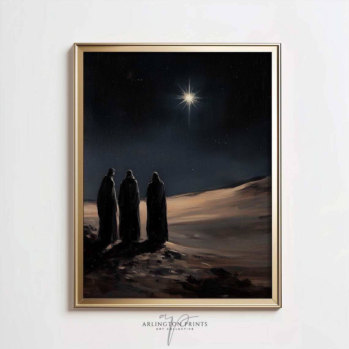 Three Wise Men Desert Night Star of Bethlehem Christian Art Poster