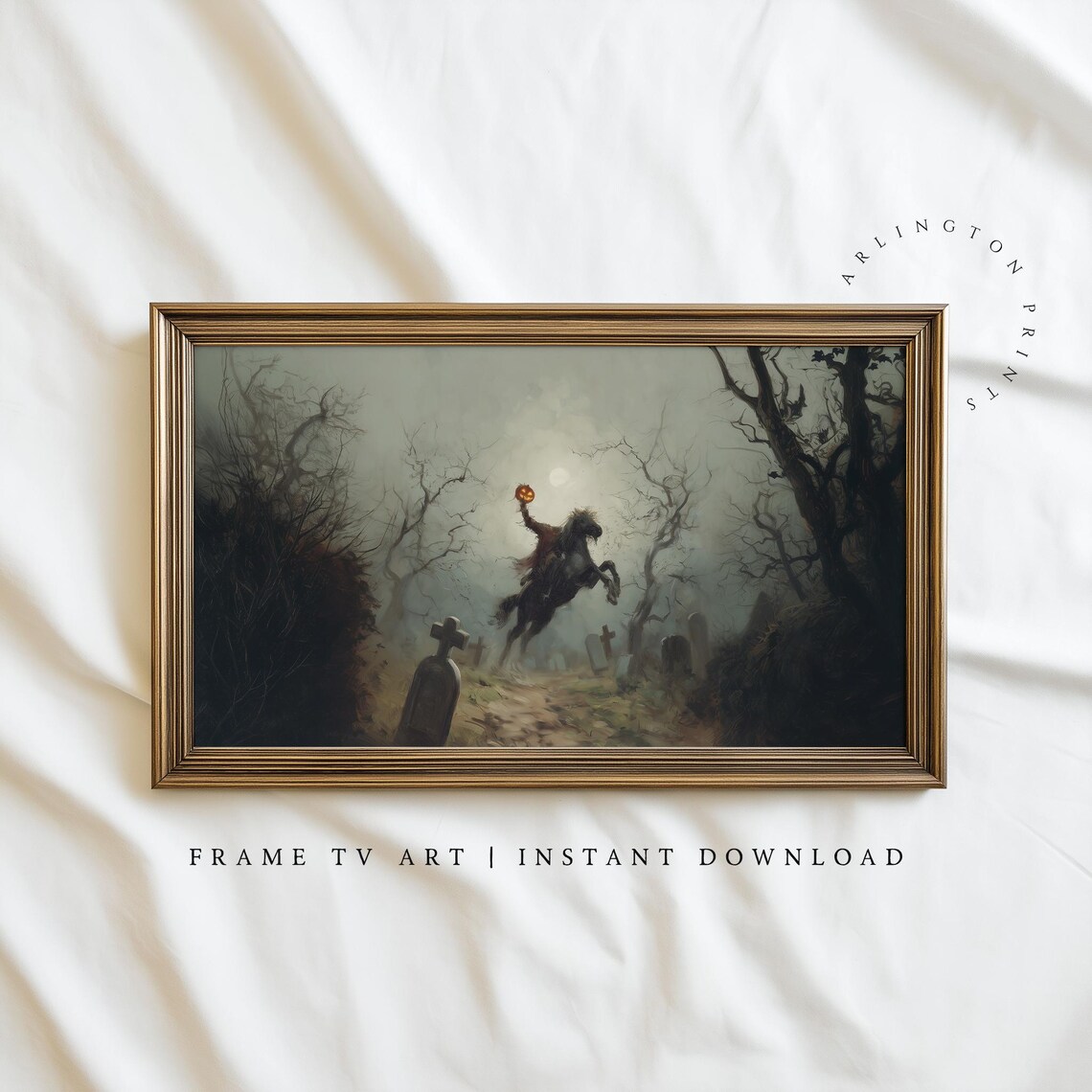 Headless Horseman Halloween Gothic Cemetery Art Print