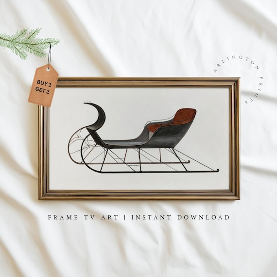 Vintage Sleigh Winter Painting Traditional Farmhouse Decor Poster