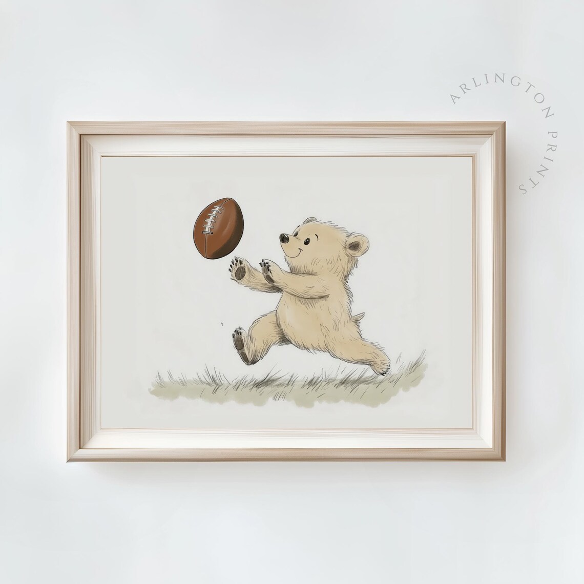 Baby Bear Football Cute Nursery Sports Animal Kids Room Art Poster
