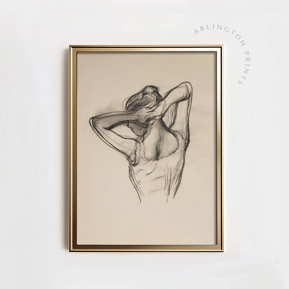 Charcoal Figure Study Sketch Woman Life Drawing Classical Art Poster
