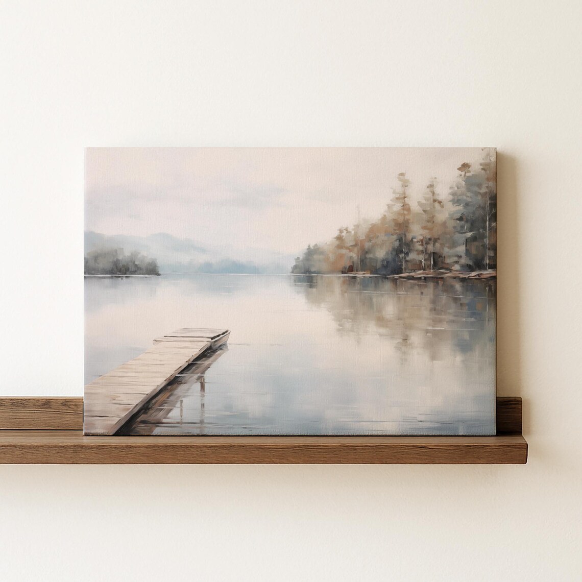 Lake Painting, Minimalist Oil Print Farmhouse Decor