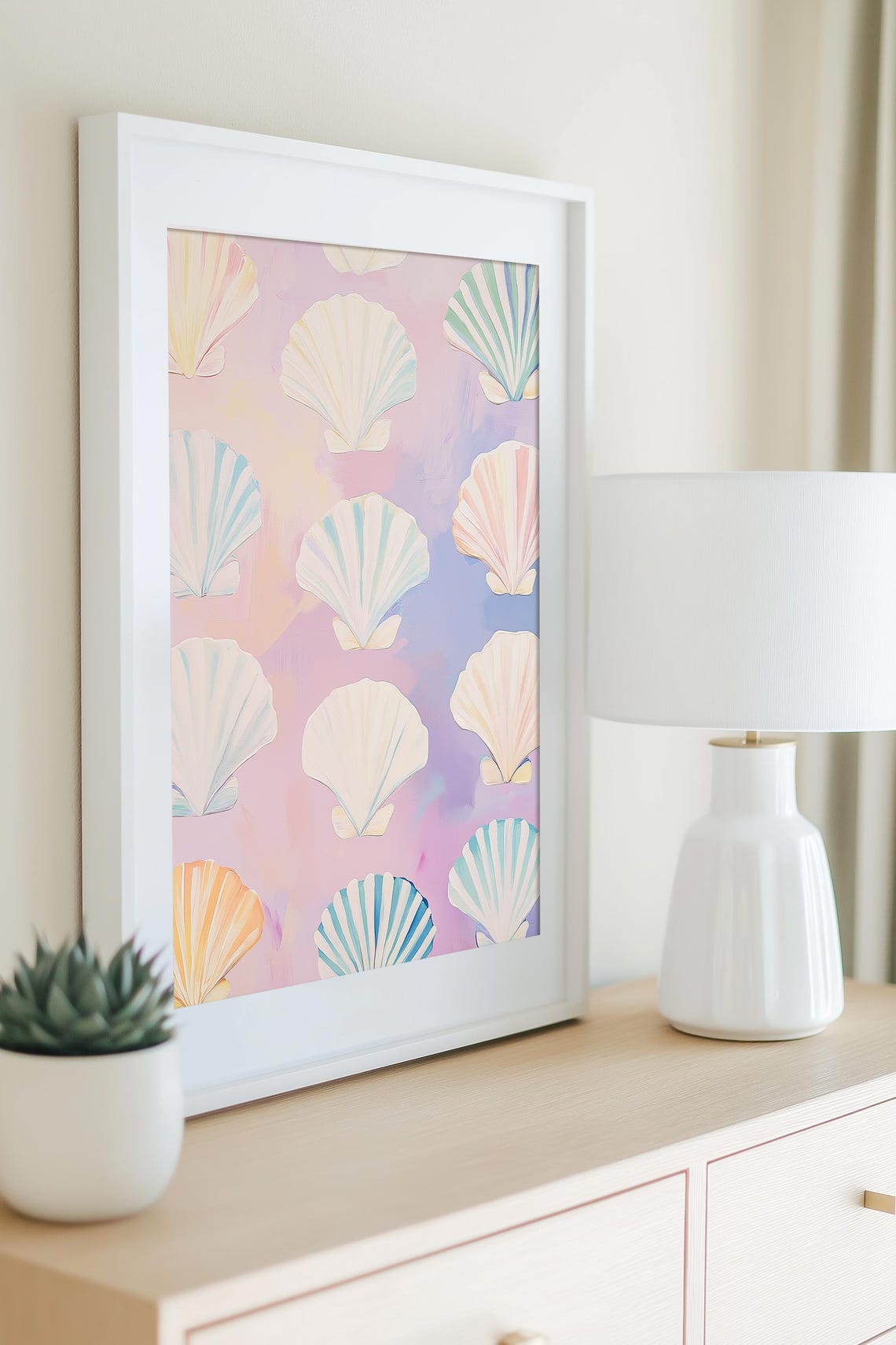 Pastel Scallop Shells Pattern Pink Coastal Beach Girl Room Poster - Image 4