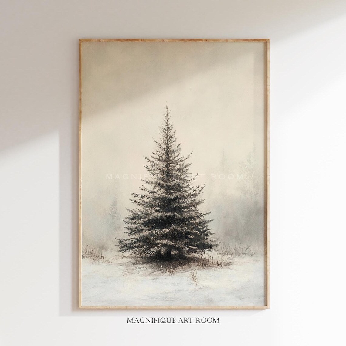 Christmas Tree Rustic Farmhouse Wall Art Print