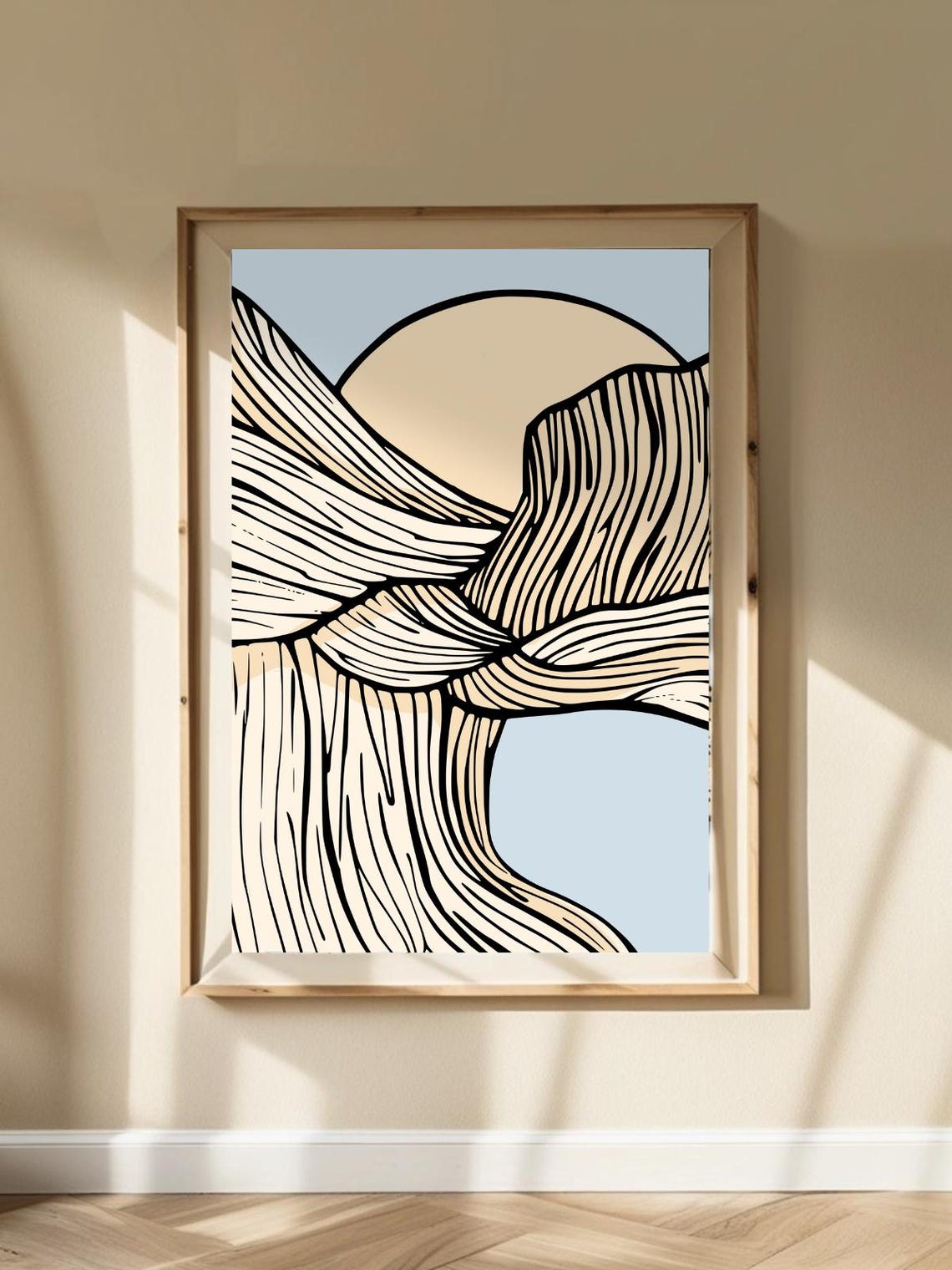 Wabi Sabi Line Art, Japandi Abstract Sunrise