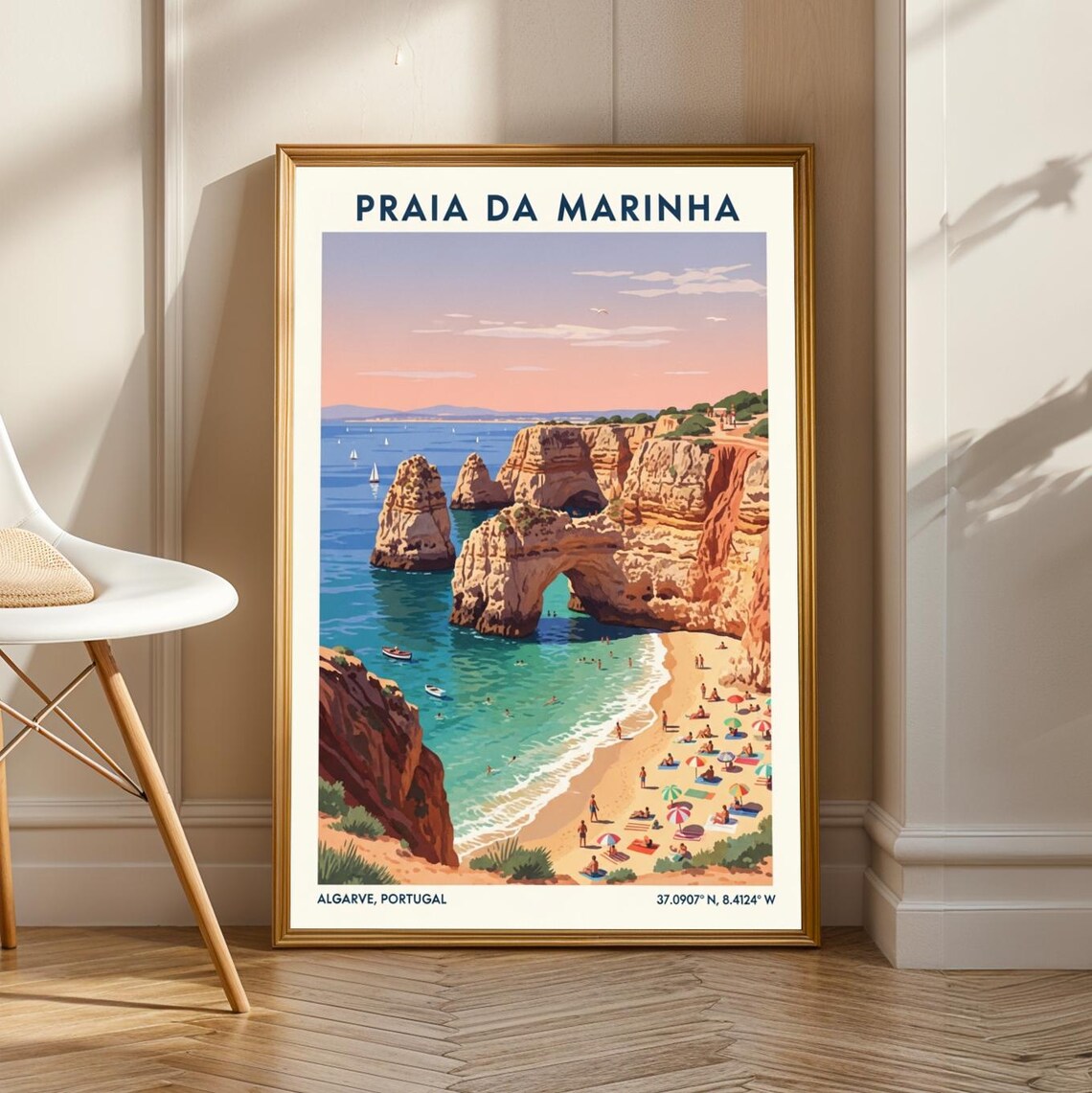 Praia Da Marinha Algarve Portugal Sea Arch Cliffs Beach Art Poster