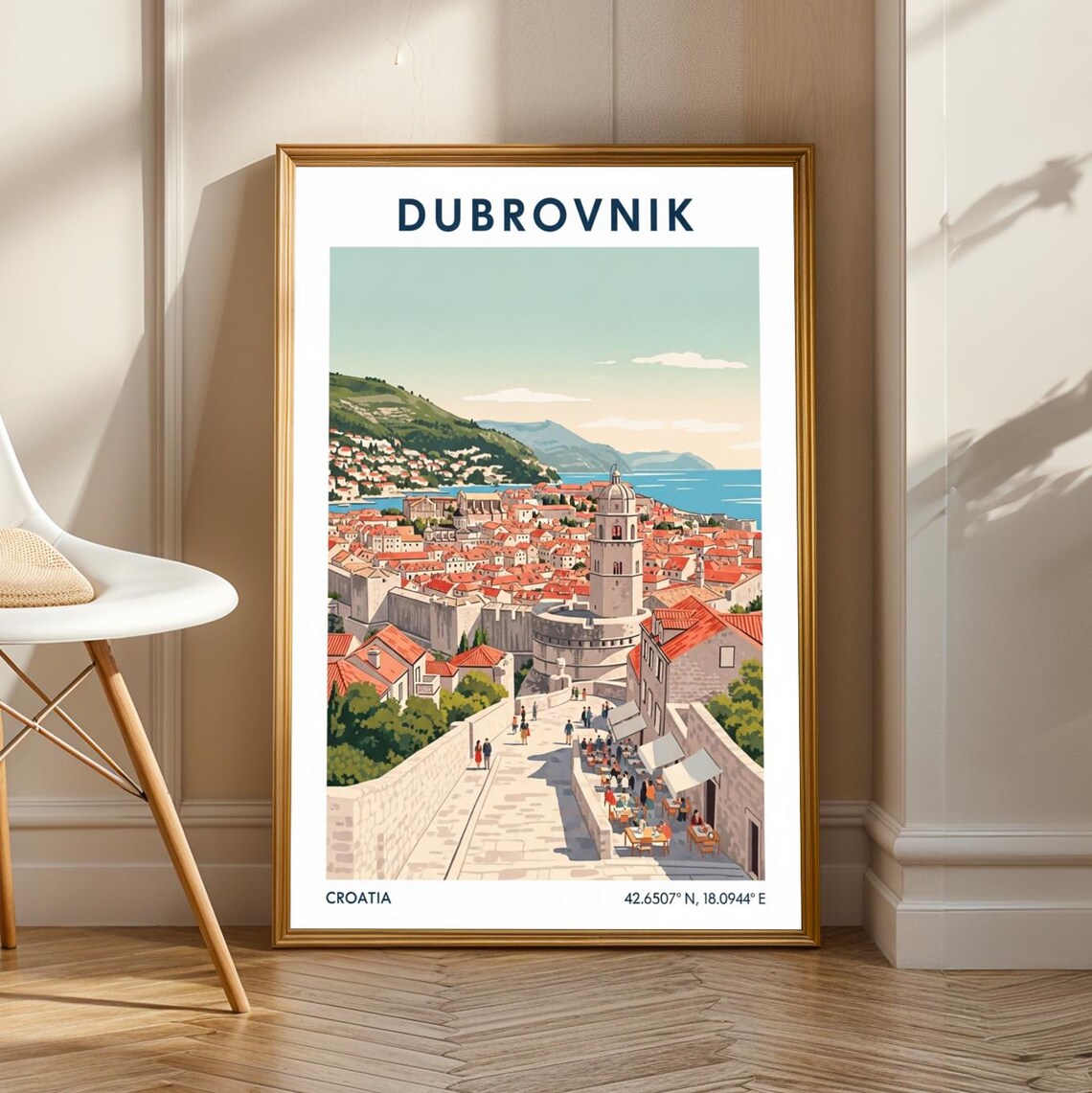Dubrovnik Croatia Old Town Adriatic Coast Vintage Travel Poster
