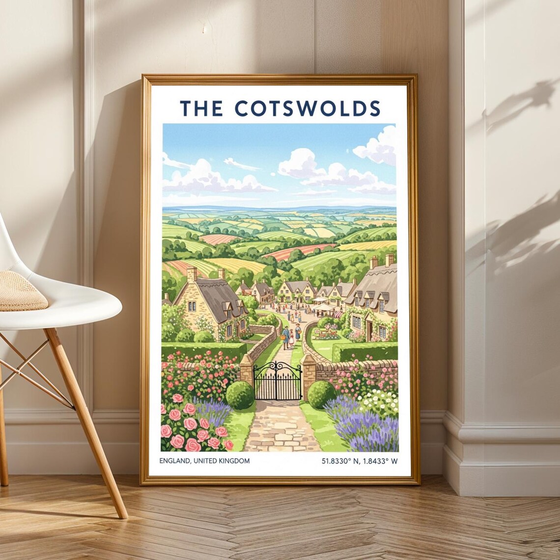 The Cotswolds Stone Village Vintage Travel Poster of England UK