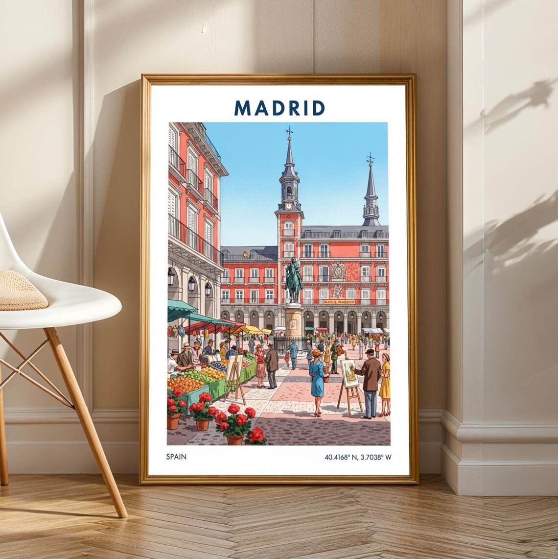 Madrid Vintage Travel Poster, Spanish City Print