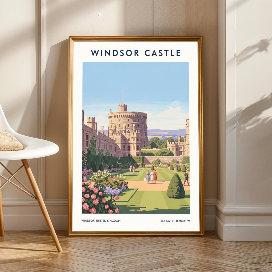 Windsor Castle Gouache Travel Poster, UK Wall Art