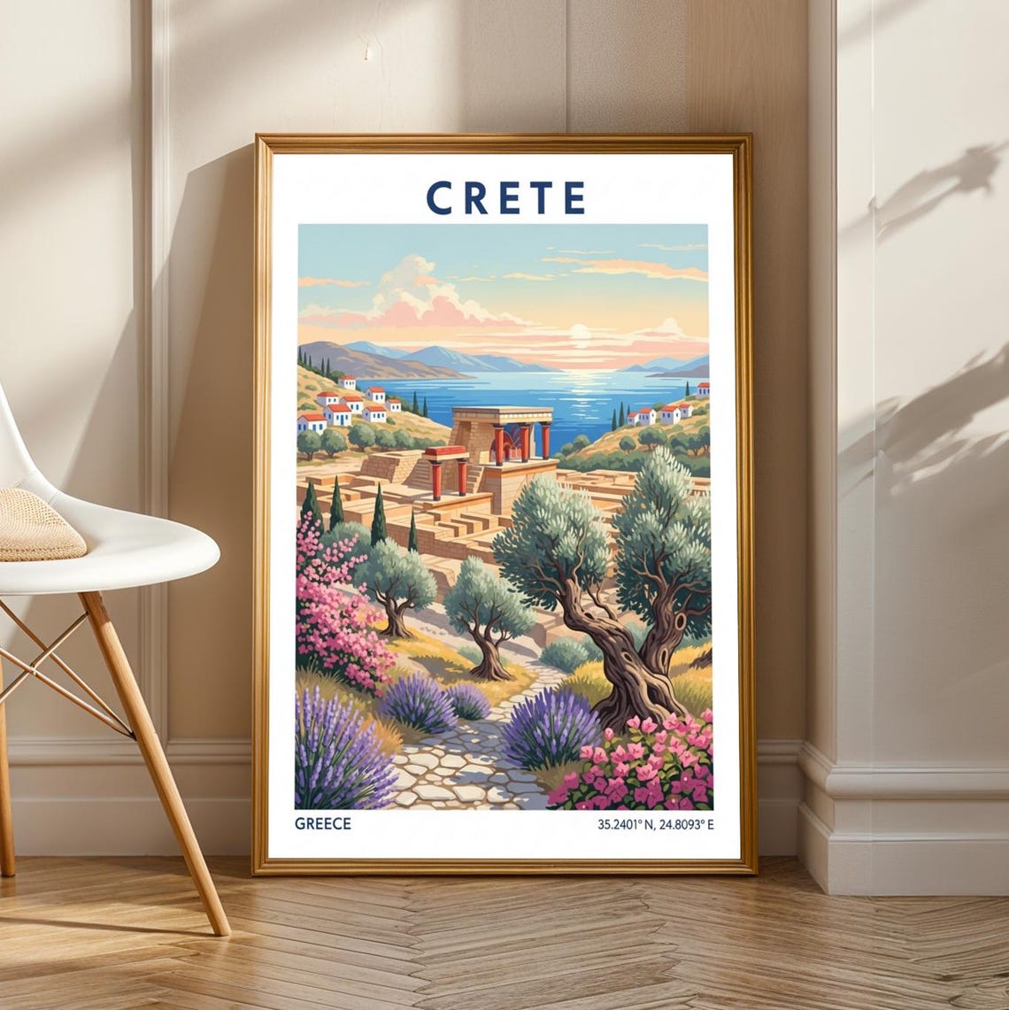 Crete Greece Knossos Palace Ruins Mediterranean Travel Poster