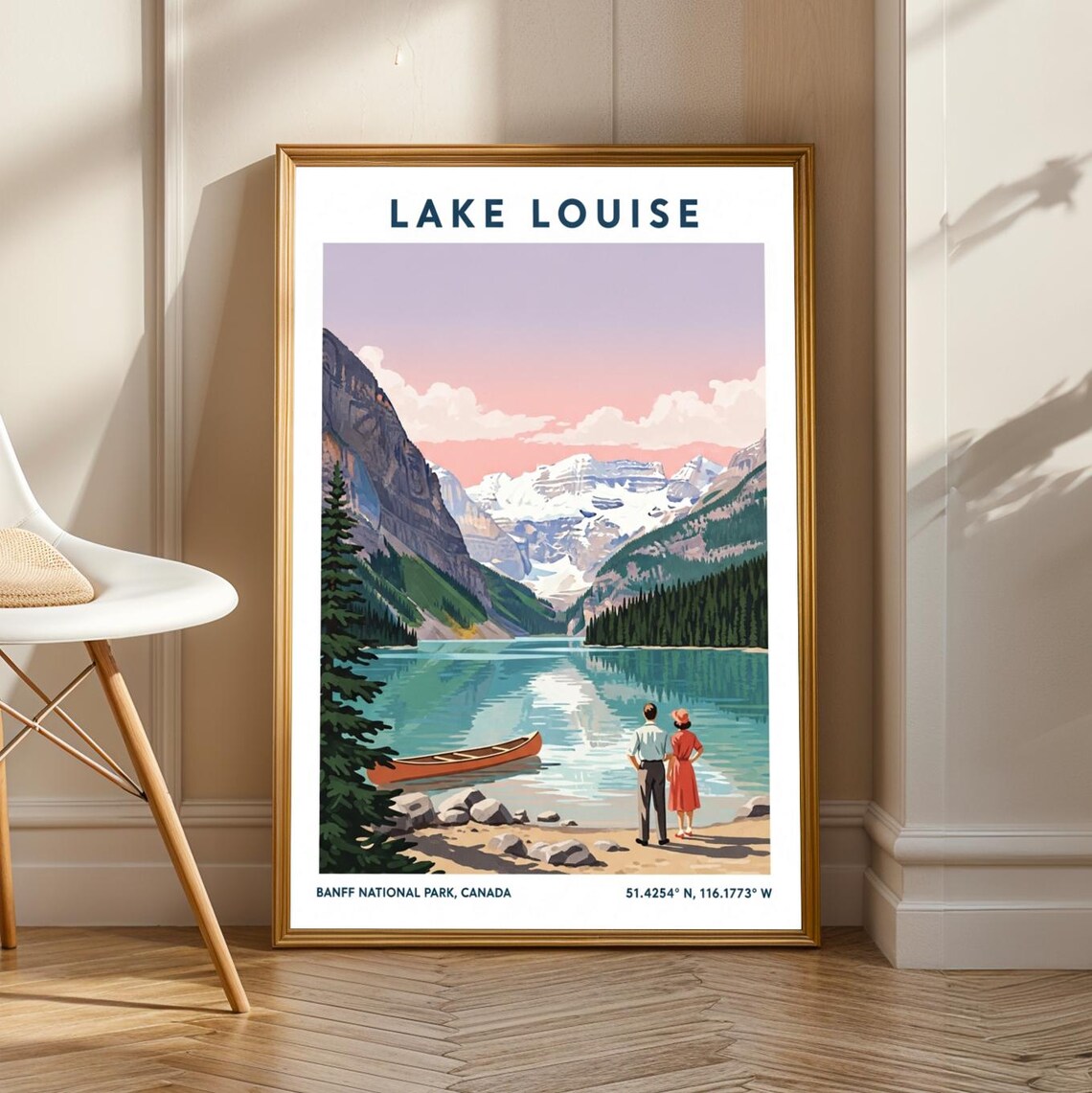 Lake Louise Vintage Travel Poster, Nature Landscape
