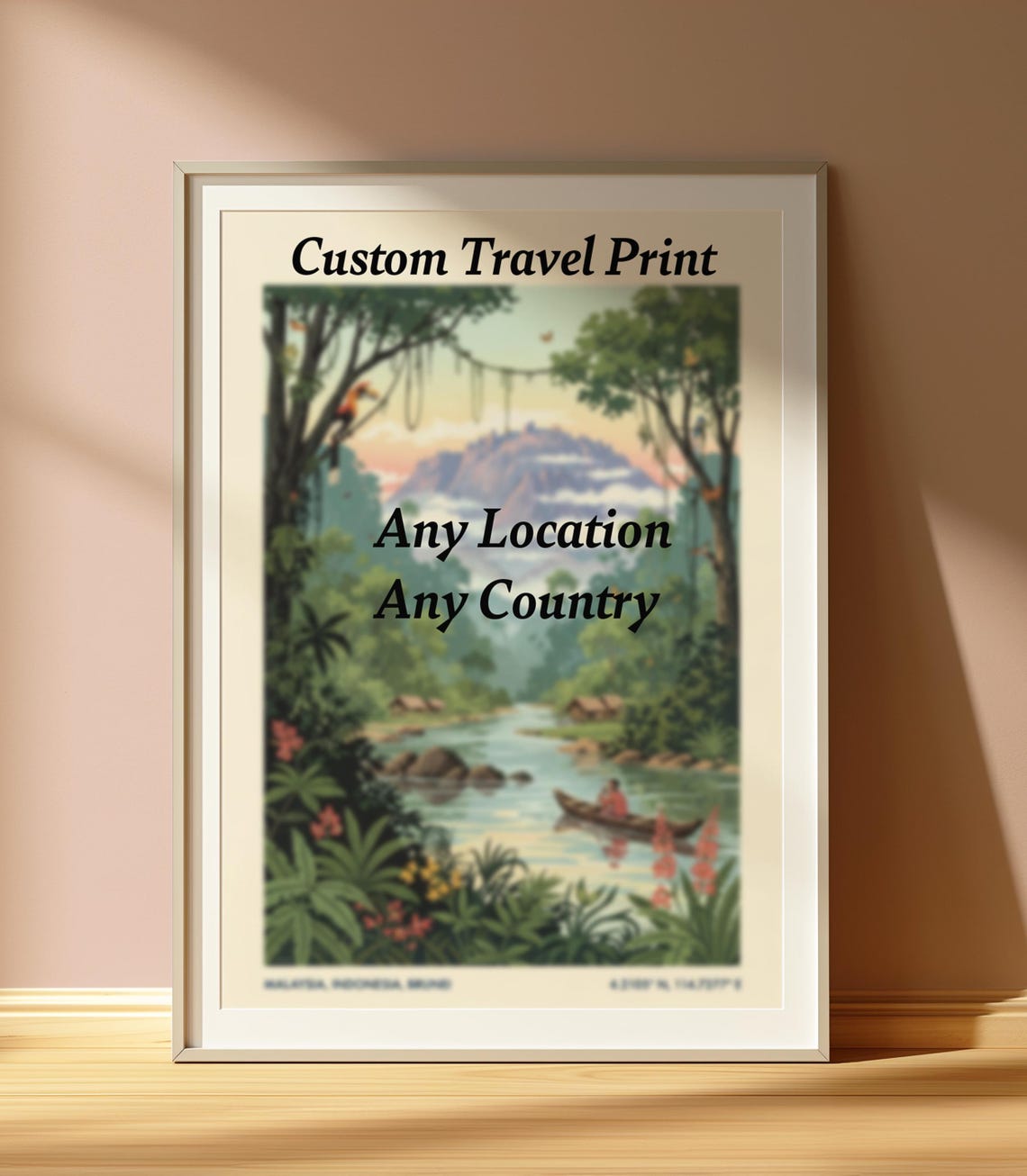 Personalized Custom Jungle River Travel Poster Any Location Gift