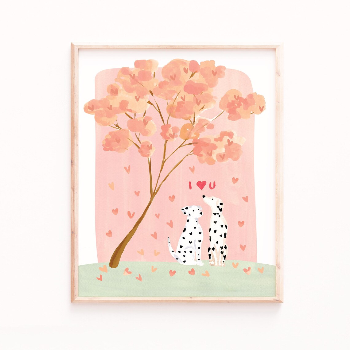 Dalmatian Love Under Cherry Blossoms, Valentine Art Print