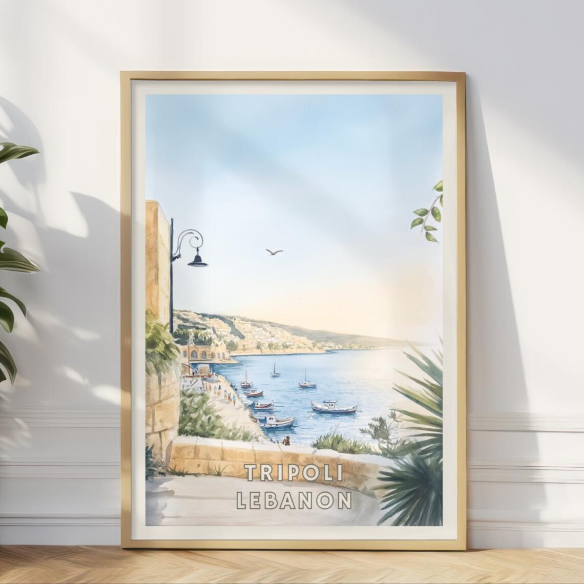 Tripoli Lebanon Travel Poster, Mediterranean Harbor
