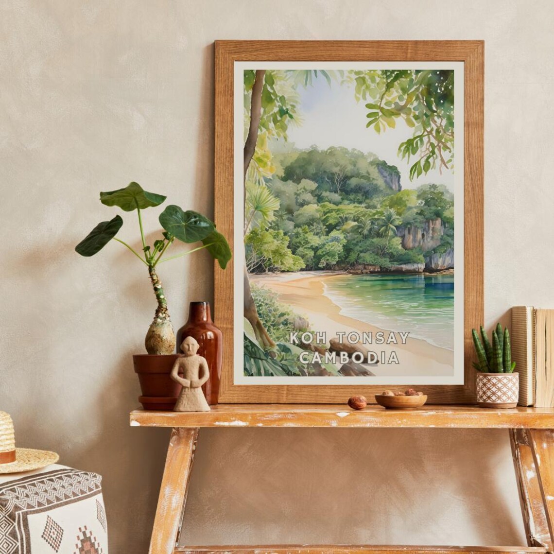 Koh Tonsay Cambodia, Tropical Beach Travel Poster - Image 2