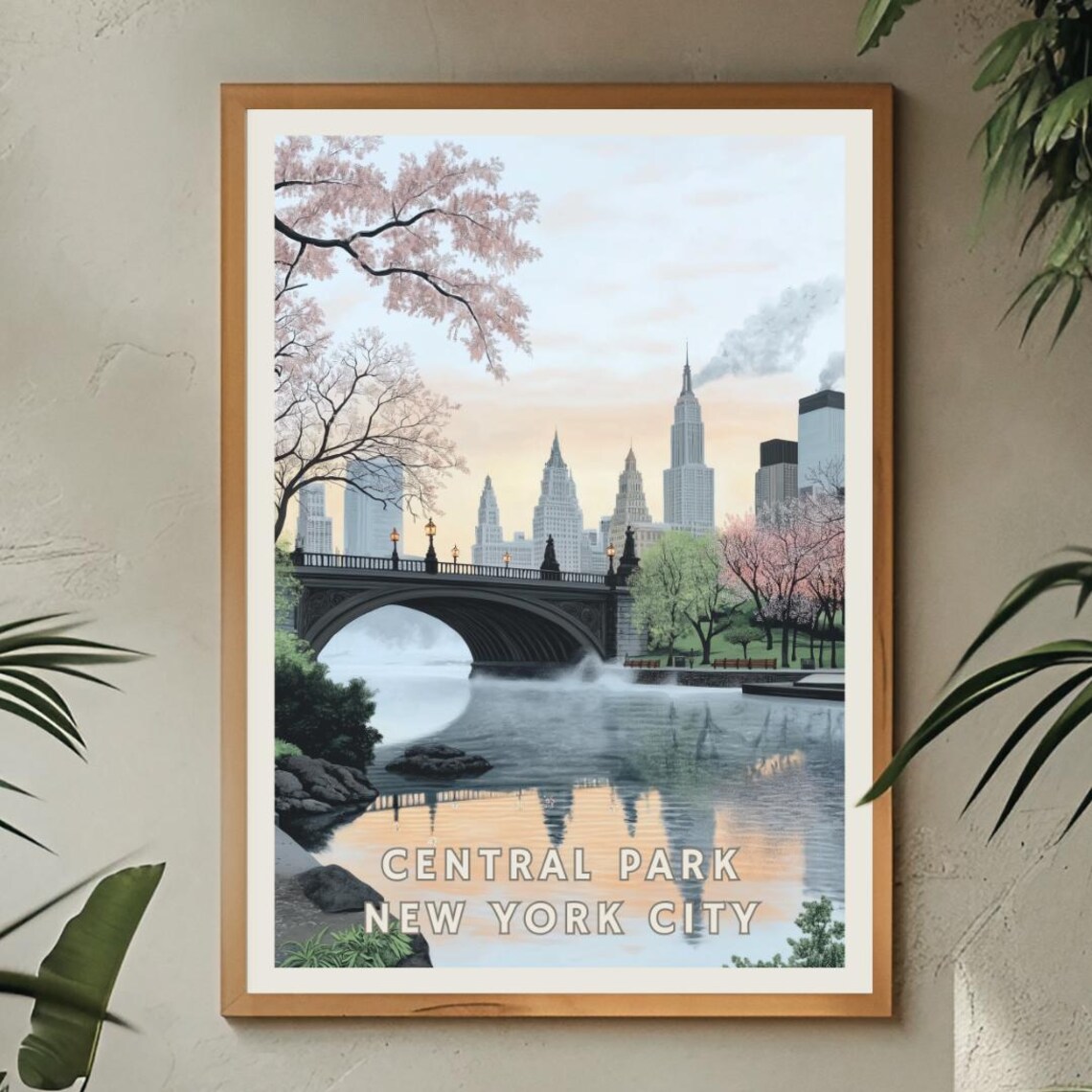 Central Park New York City, Spring Cherry Blossoms Poster - Image 2