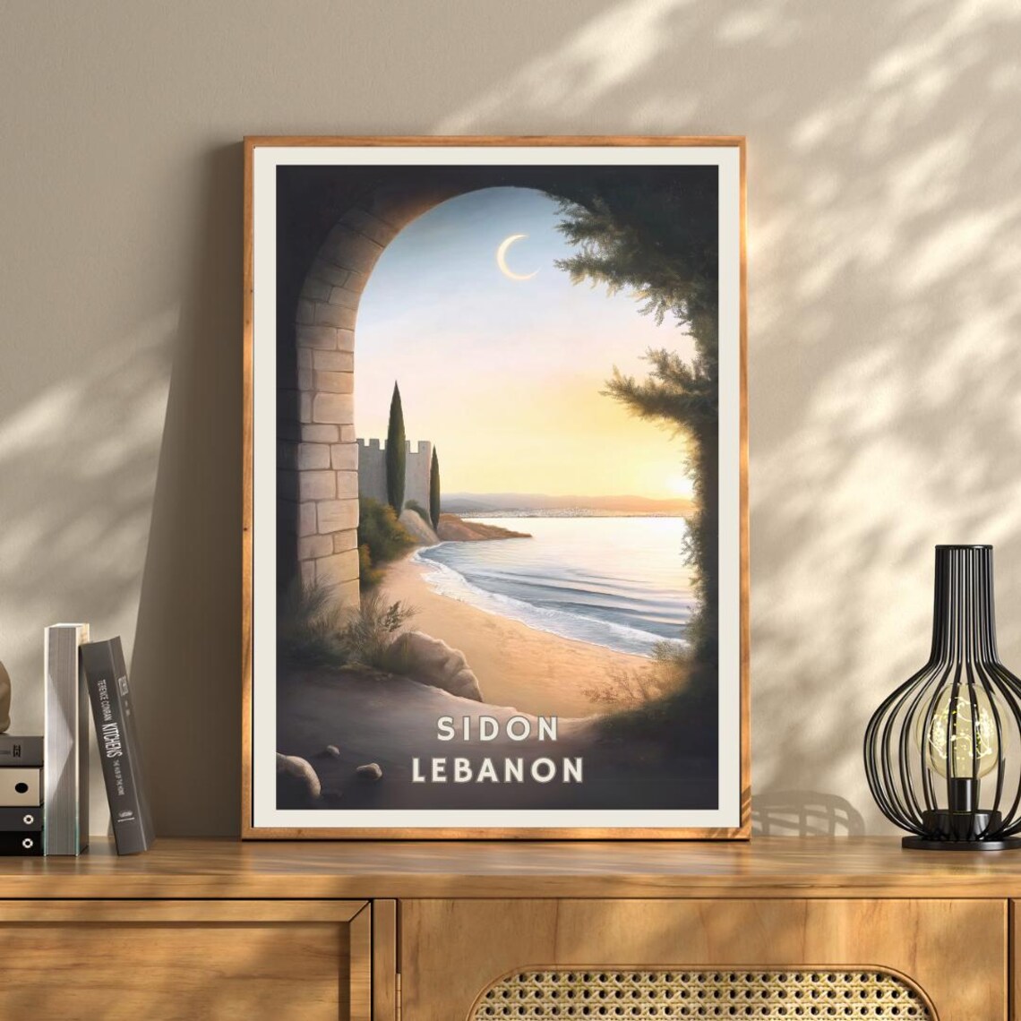 Sidon Lebanon Travel Poster, Coastal Sunset Fortress - Image 3