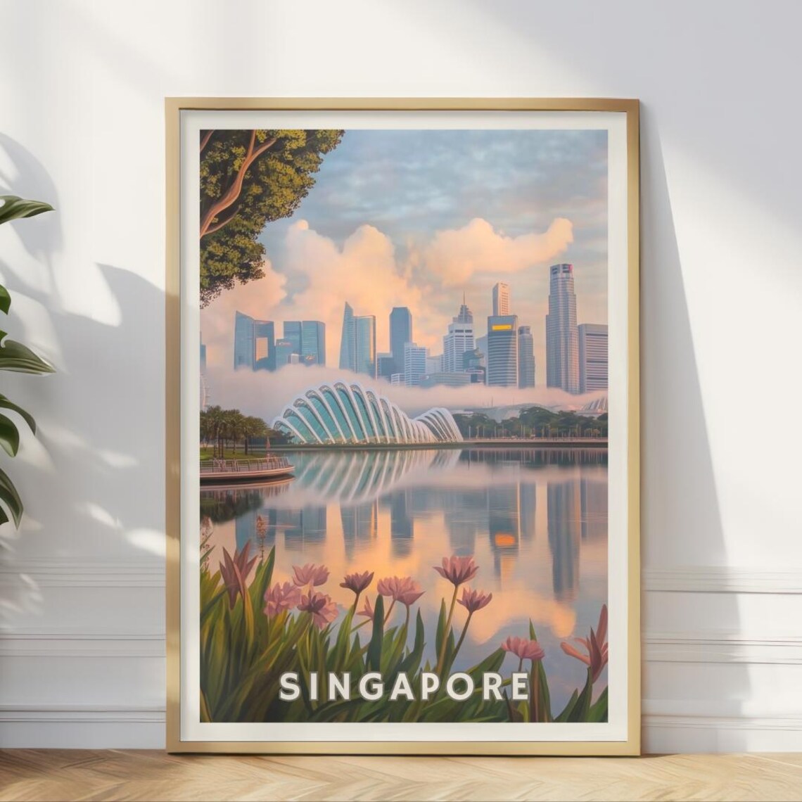 Singapore Skyline And Gardens By The Bay Travel Poster
