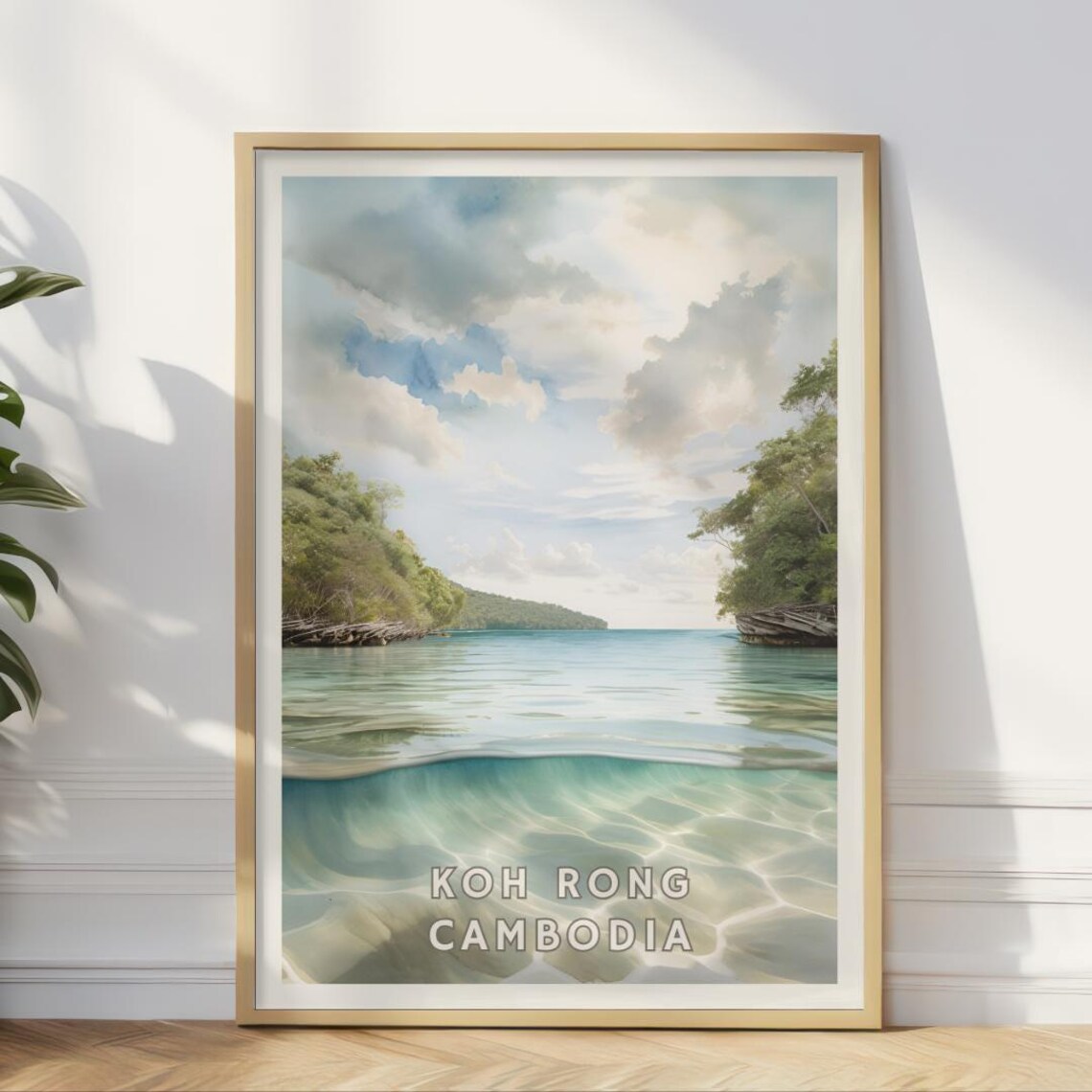 Koh Rong Cambodia Travel Poster, Tropical Island