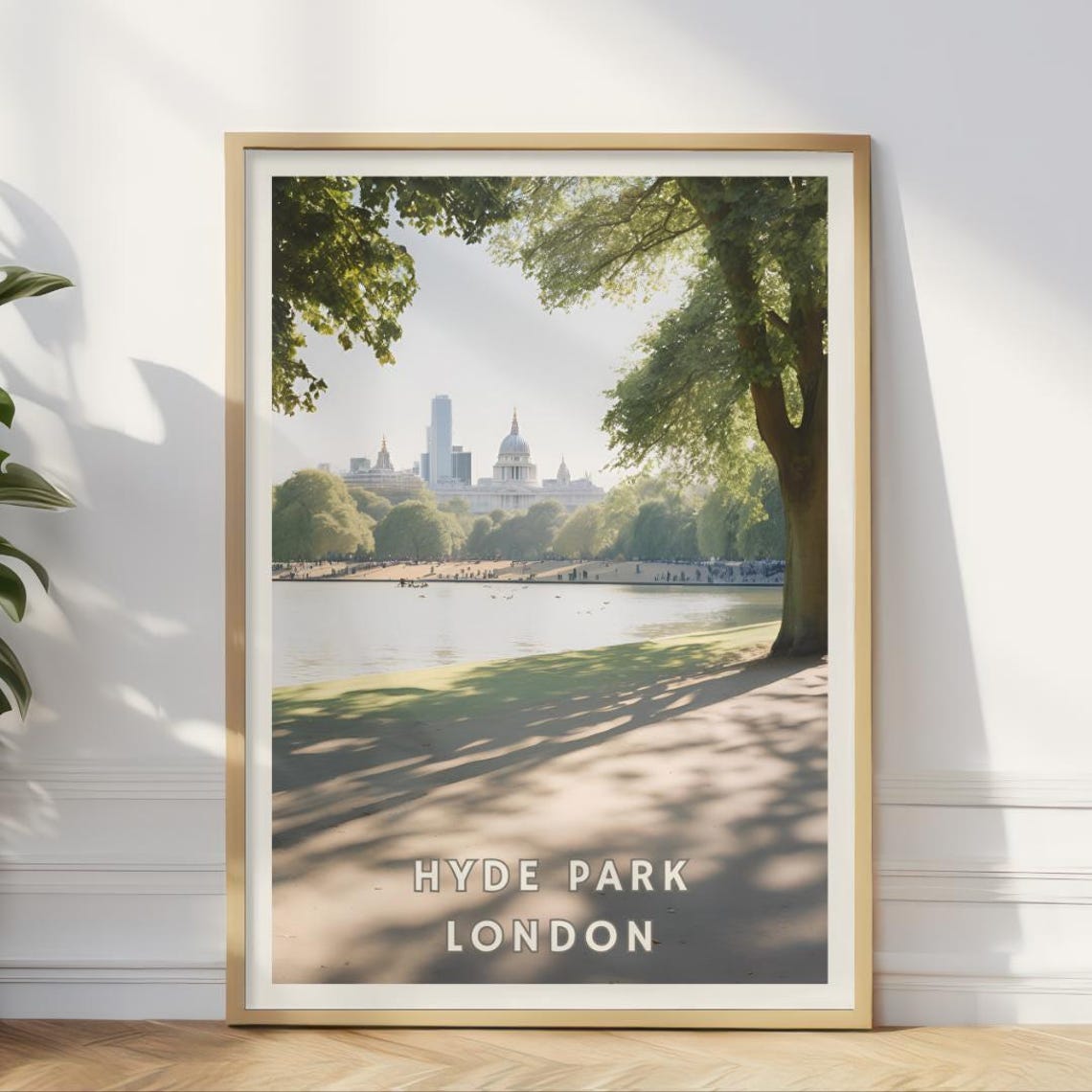 Hyde Park London Poster England Wall Art London Park Decor Scenic Hyde Park Pond Print London Skyline Home Art British Nature Artwork