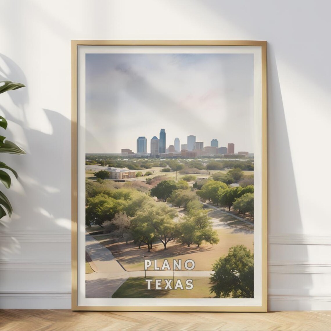 Plano Texas Skyline, Modern Urban Texas Travel Poster