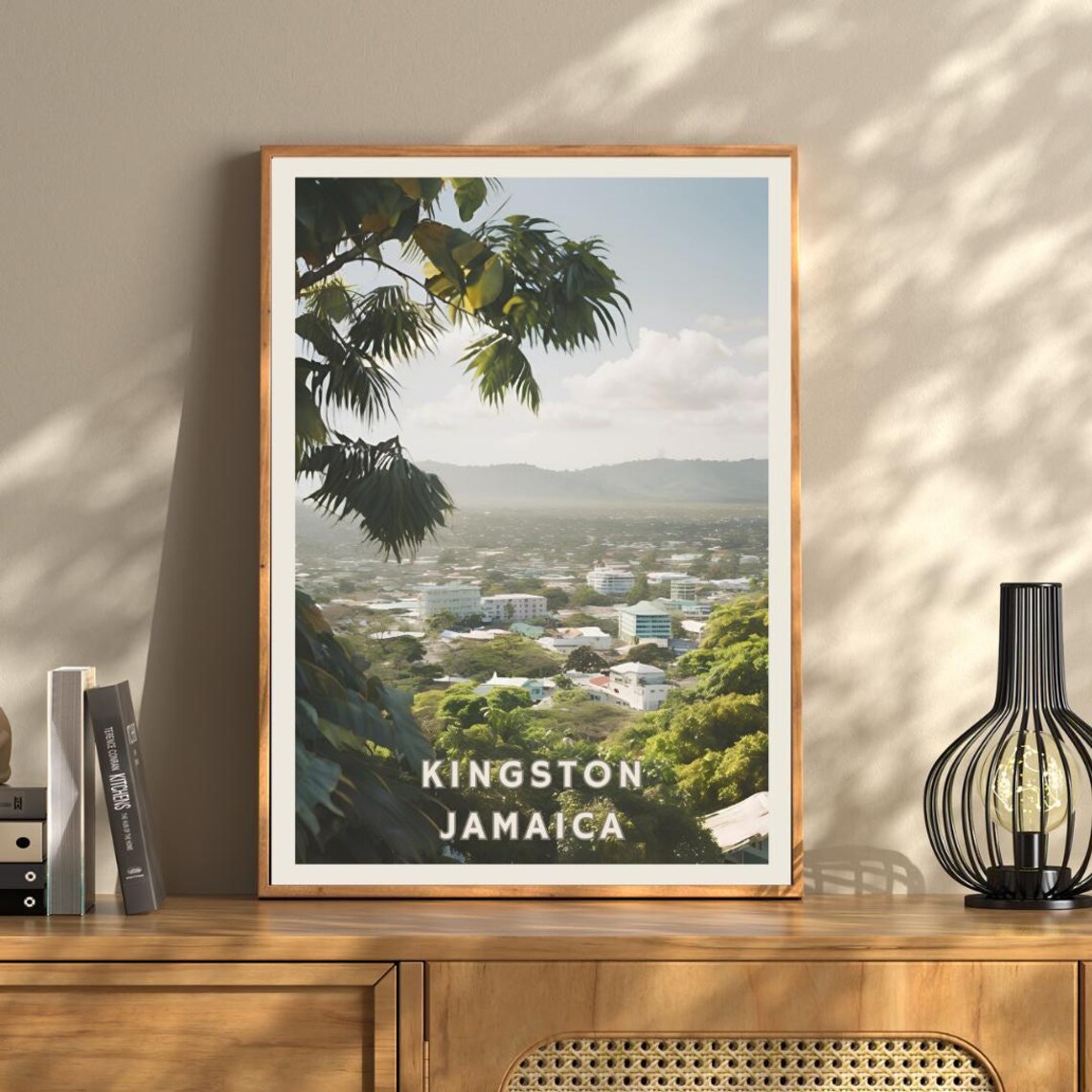 Kingston Jamaica Travel Poster, Tropical Cityscape - Image 3